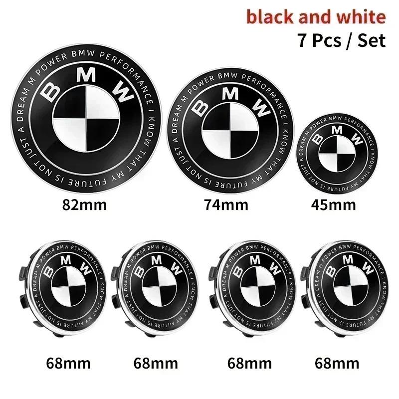 7 szt. 45mm 68mm 74mm 82mm Emblemat przedniej maski samochodu tylny znaczek klapy bagażnika Kierownica do BMW M F30 G01 E36 E39 E87 E46 E90 E92 E53 E94