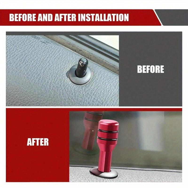 2pcs Car Door Lock Knob, Aluminum Alloy Interior Door Lock Pin, 1.9"X0.4" Door Lock Knob Button, Car Interior Accessories, Compatible