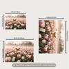2D Pink Tulip Field Backdrop with Monarch Butterflies Nature Background