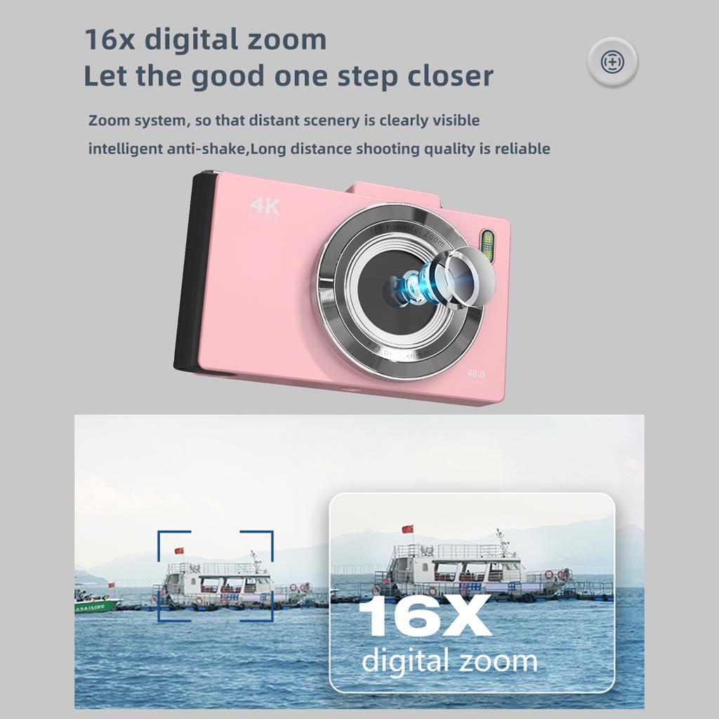4K Digital Camera Portable Digital Video Camera CCD Camera 48MP 2.8 Inch IPS Screen Anti shake 16X Zoom Auto Focus with