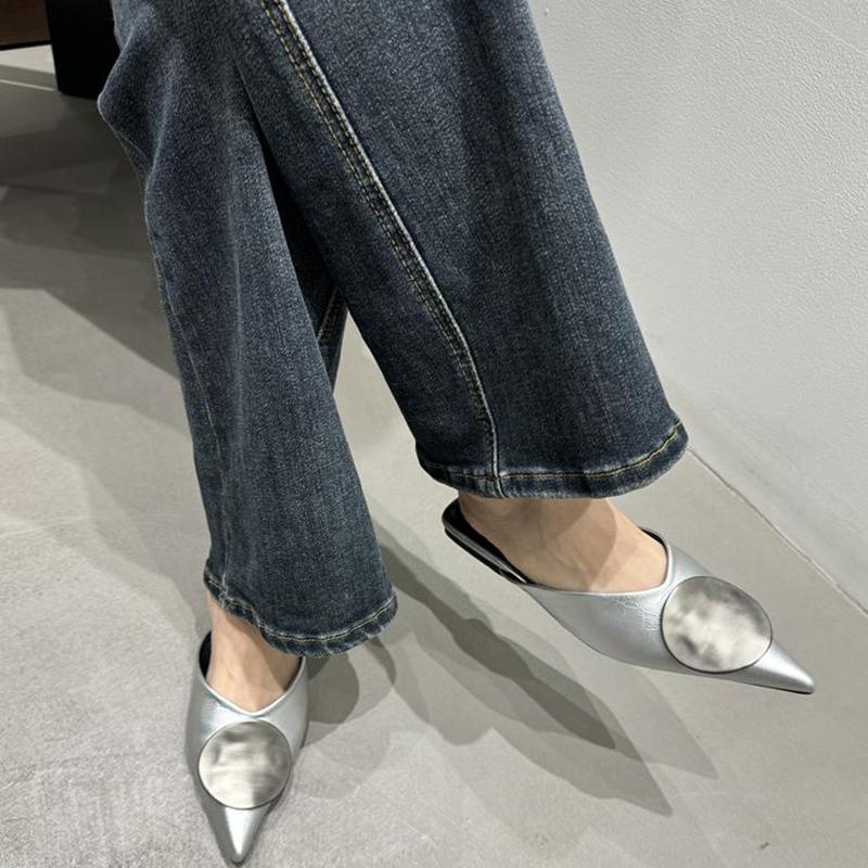 Vintage Damen Frühling Sommer Ballerinas Pantoletten Hausschuhe Schuhe Mode Slip-On Kleid Pantoletten für Damen Streetstyle Muels