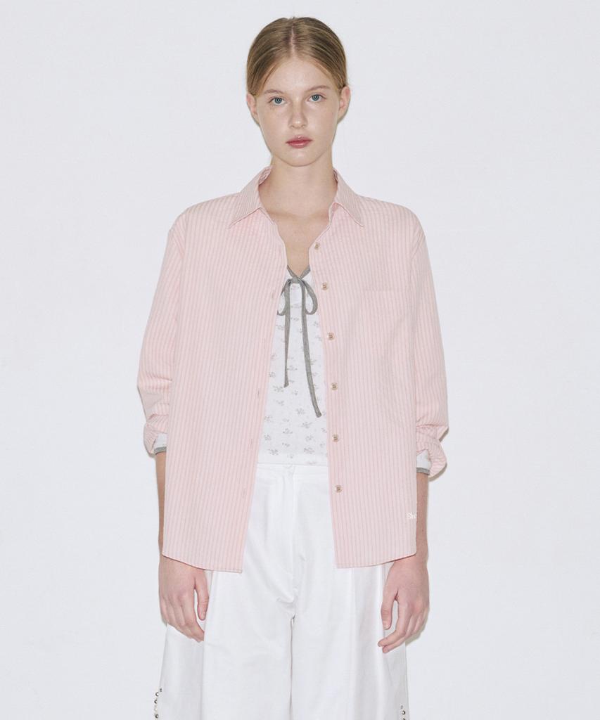 SINOON Seersucker Stripe Shirt (Pink)
