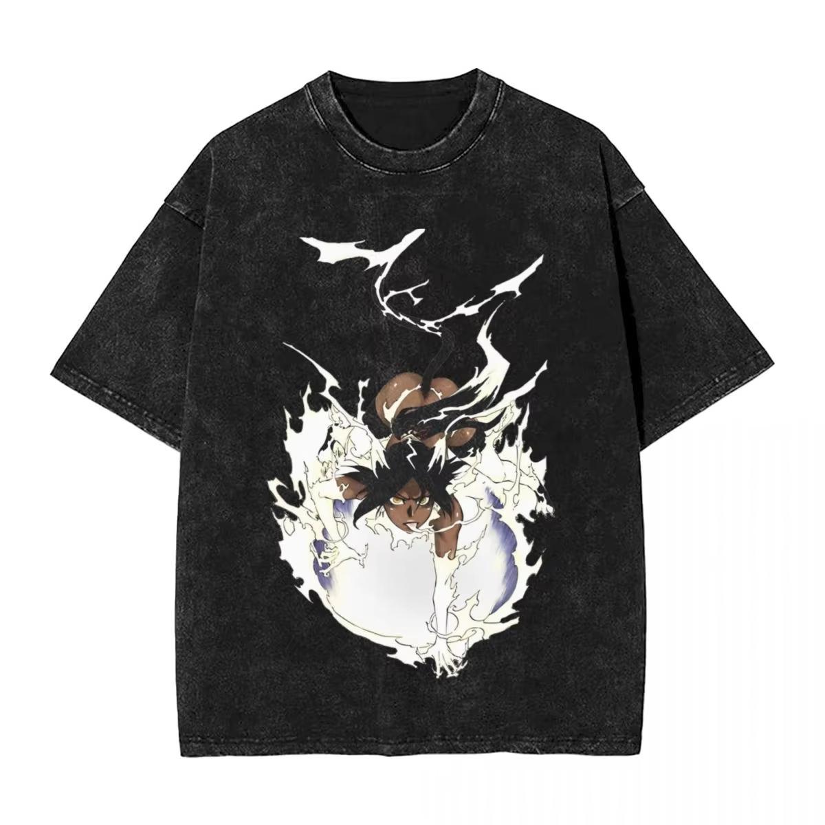 

BLEACH Manga Washed T Shirts Yoruichis Bankai Tybw TShirts Street Anime Short Sleeve Top Summer Men Women Tee Shirt 2XL