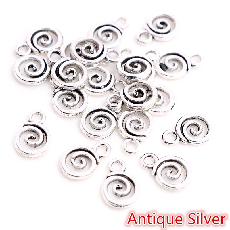 11x8mm 30pcs Antique Silver Plated Gold Colors Rhodium Swirl Handmade Charms Pendant:DIY for Bracelet Necklace