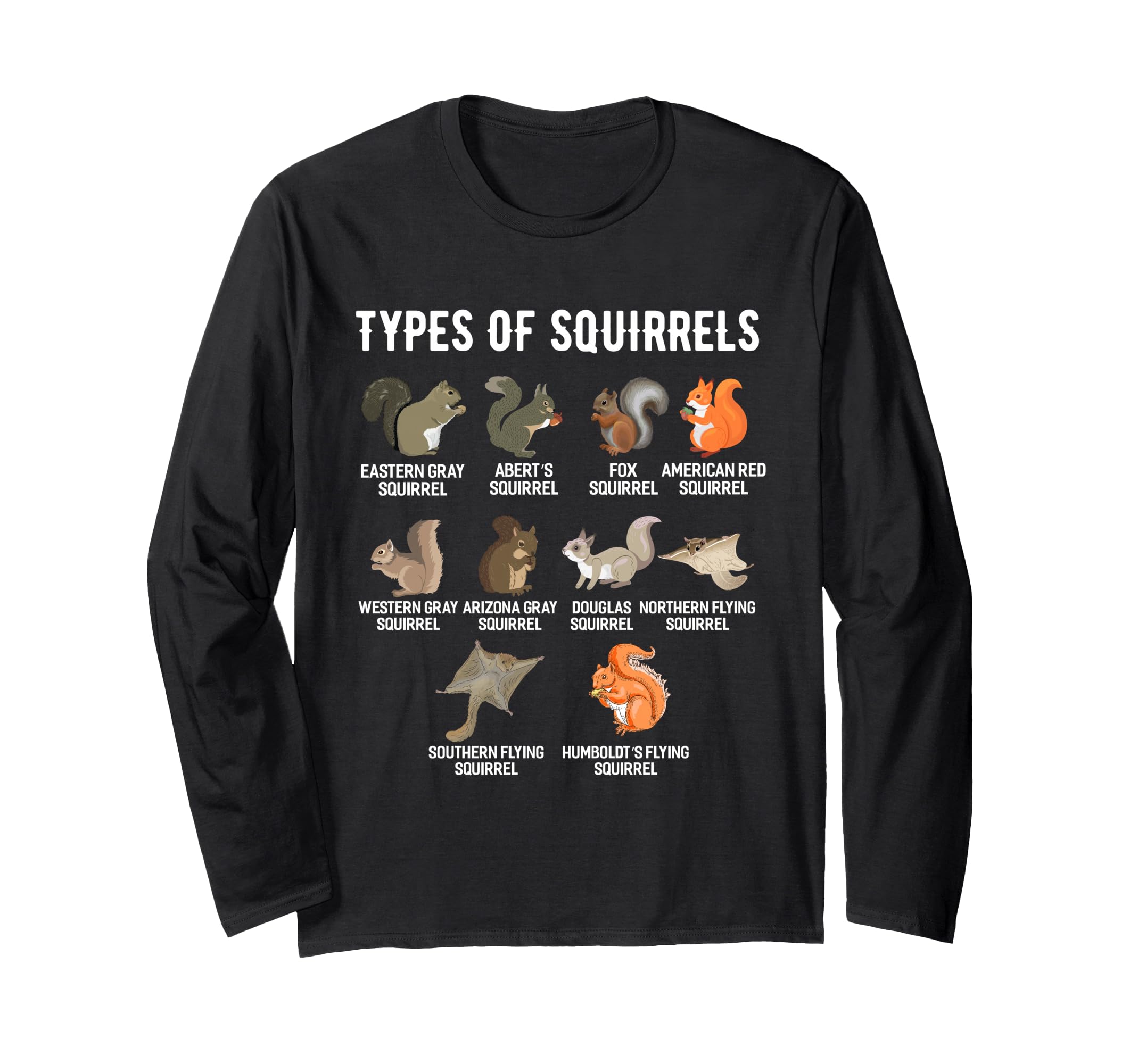 Types of Squirrel Shirts Funny Squirrel Shirts Squirrel Long Sleeve T-Shirts