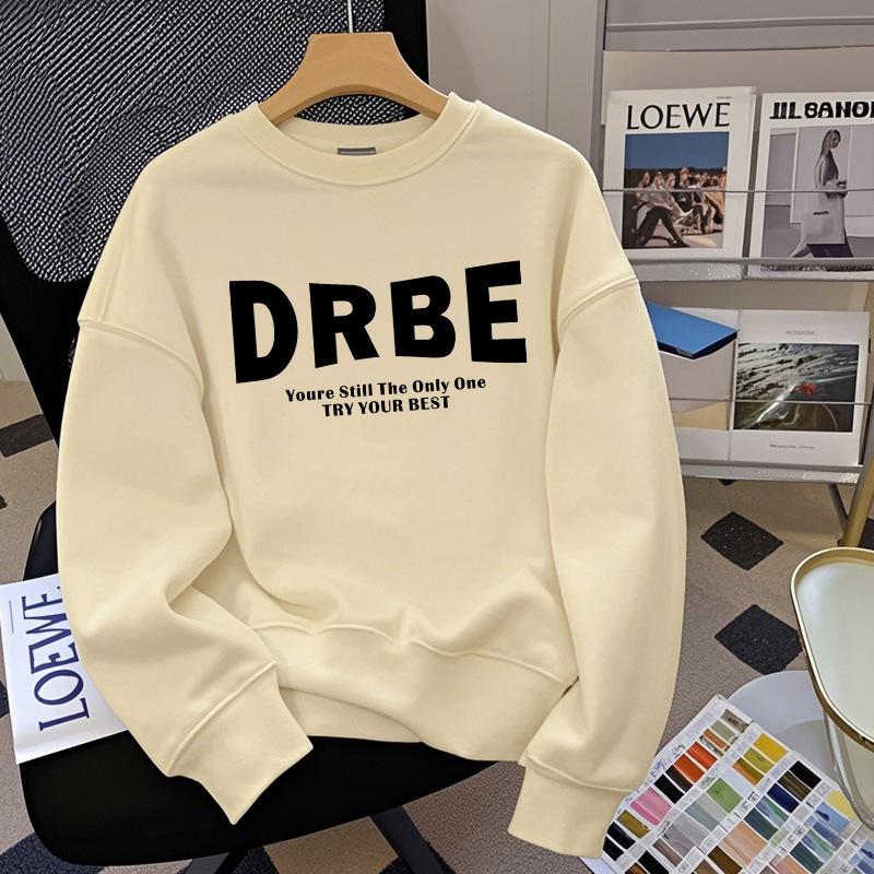 Crew neck sweater women s spring and autumn thin thermal clothing 2025 new loose autumn and winter velvet thickened jacket women XXXXL