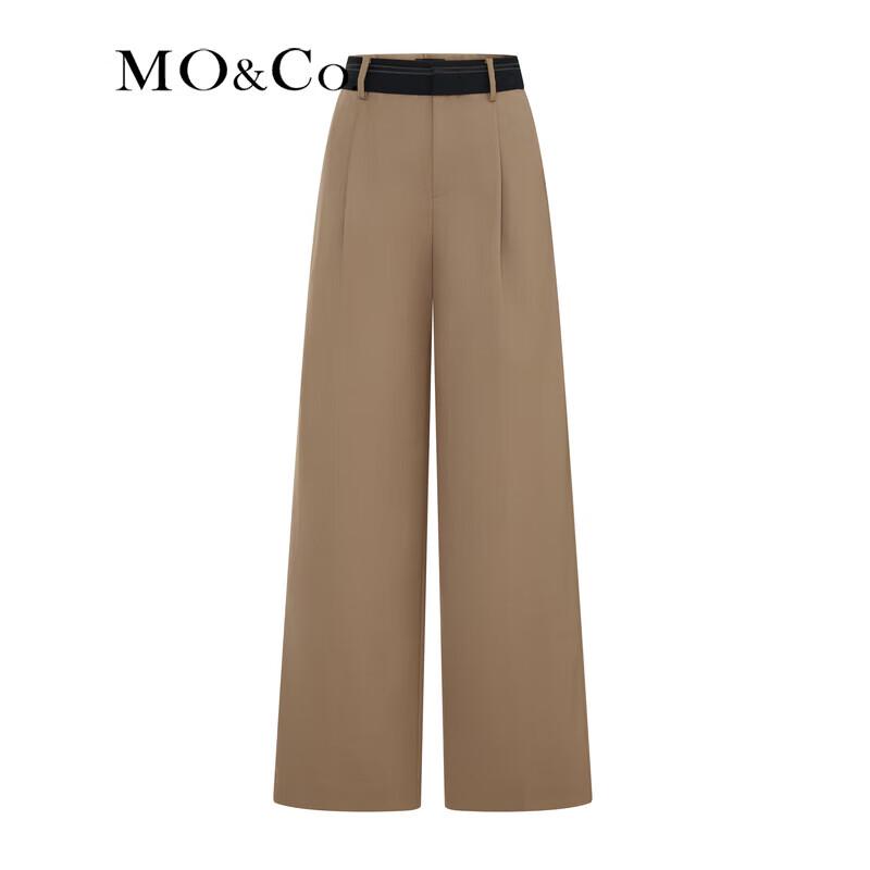 MO&Co. Women's High-Waist Wool Blend Paneled Trousers