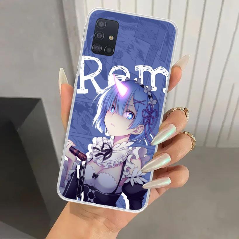 R-Rem Re Zero Anime Phone Case for Samsung Galaxy A52 A42 A32 A22 A12 A02S A72 A51 A50S A41 A31 A21S A71 A40 A30S A20S A10S A20E