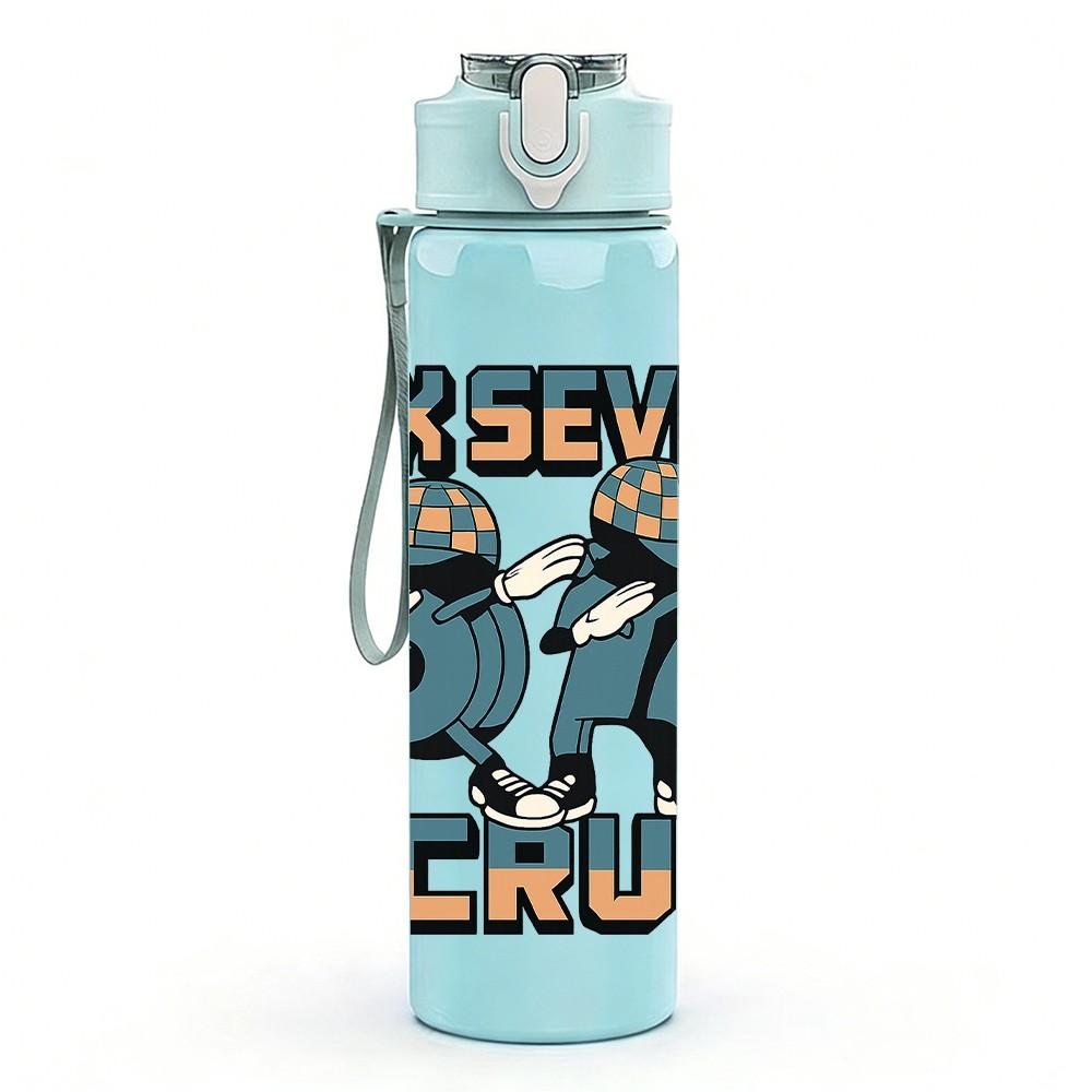 1PC Six Seven Bruh Robot Letter 750ml Color Plastic Sports Water Bottle Leakproof Flip Straw Lid Suitable for Sports Office Home Use