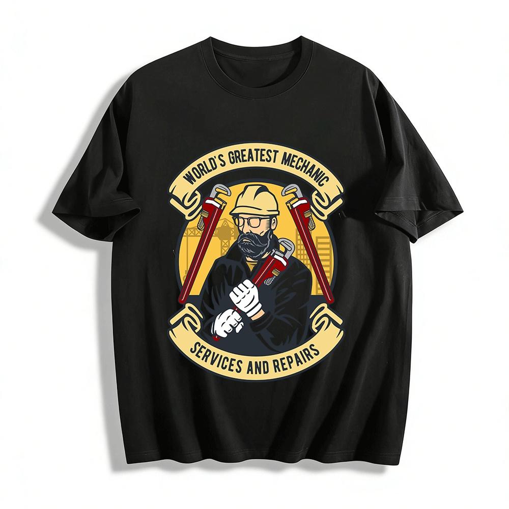 Worlds Greatest Mechanic Services Repairs Graphic Workwear Top Pure cotton T-shirt XXS
