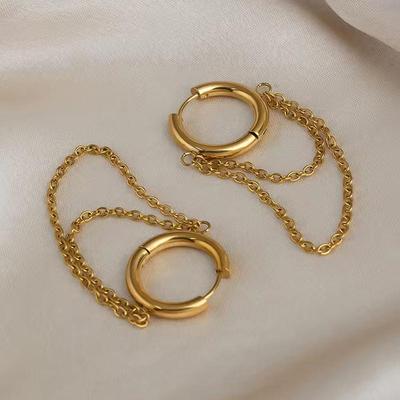 1pair Simple Double Chain Earrings for Women Couples Minimalist Boho Party Layering Jewelry Gifts