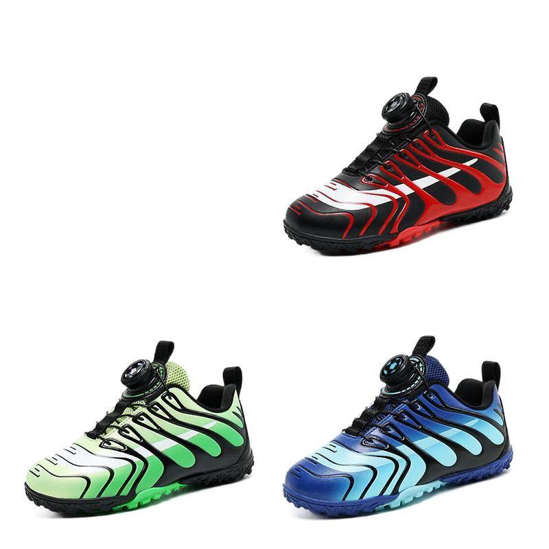 Children's sports shoes Boys and girls spinning buckle low-top broken nails School game football shoes 31-40