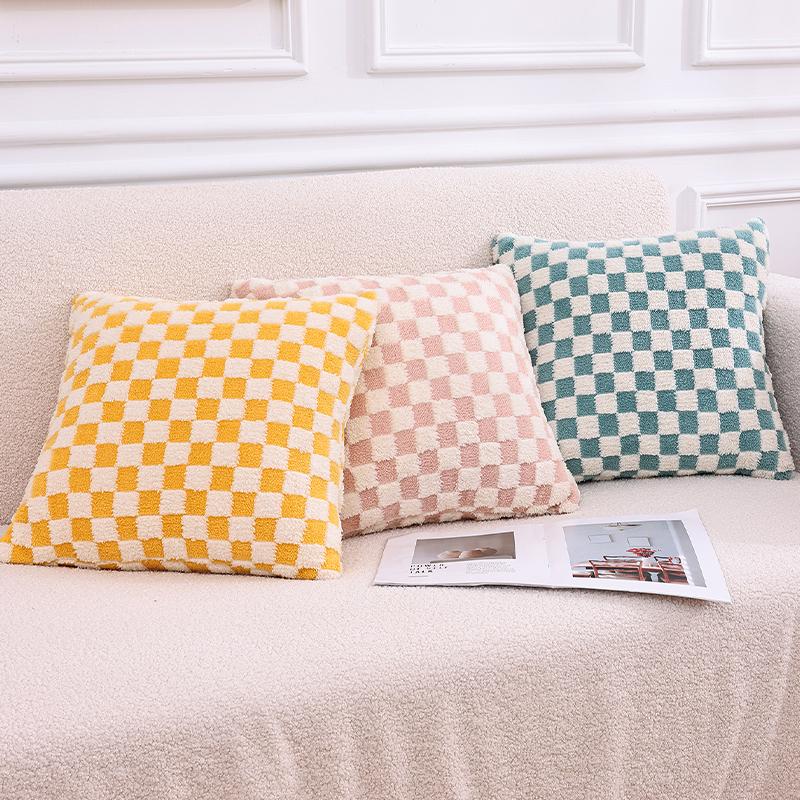 Olanly Pillow Cover Of Double-Side Checkerboard Smooth Cozy Pillowcase Checkered Pattern Super Soft Pillow Cover For Living Room