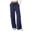 Women Block Texture Wide Leg Sweatpants Cargo Pants with Pockets |