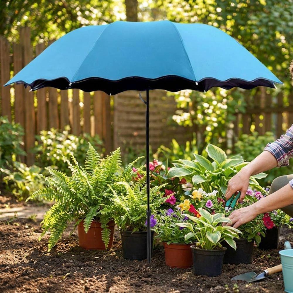 95cm Großer Pflanzenschirm Metallpfahl Pflanzensonnenschutz Faltbarer Sonnenschirm Außenbereich Garten