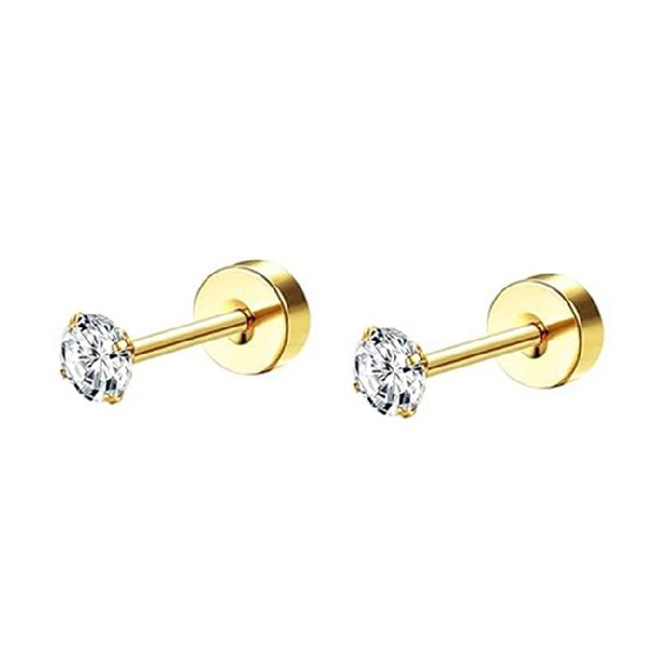 Stainless Steel Threaded Ear Studs For Piercing Fade Resistant Material Easy Maintenance Secure Fit Day Night Wear