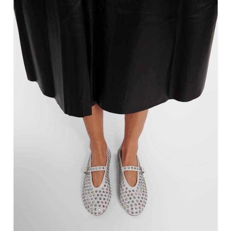 Women's Spring New Korean Round Toe Rhinestone Rivet Mary Jane Single Shoes Women's Flat Comfortable Ballet Shoes