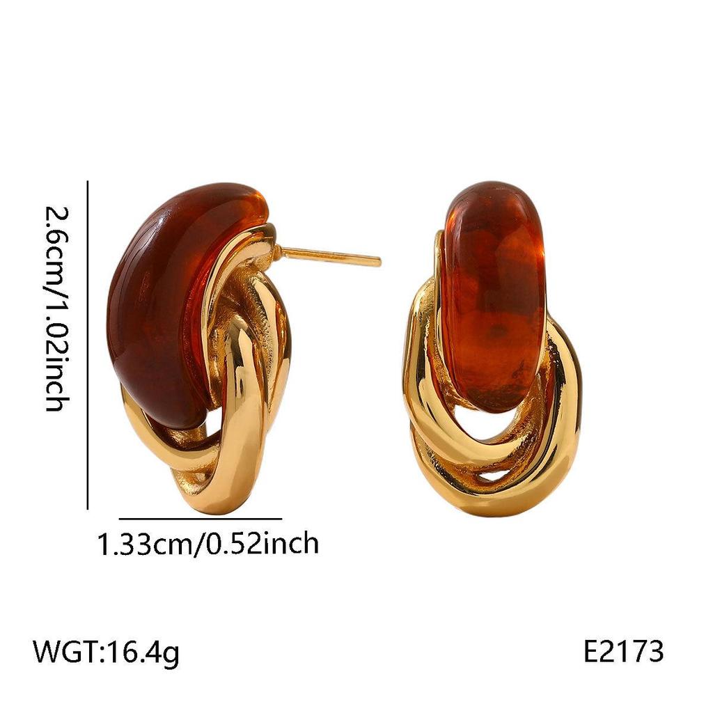 European & American Retro Stainless Steel Curved Stud Earrings - Versatile, High-End Temperament Ear Ornaments for Women