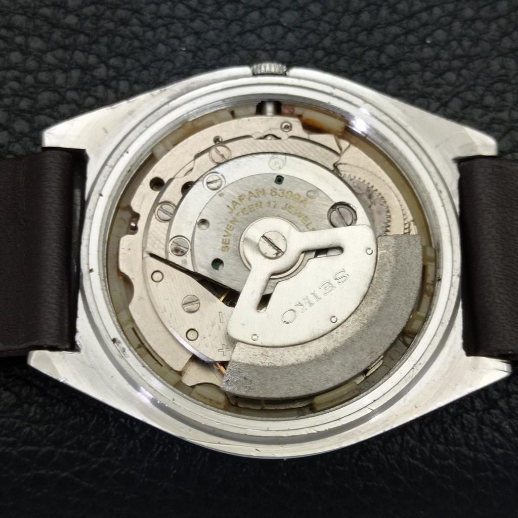 SEIKO 5 AUTOMATIC JAPAN 6309A MENS VINTAGE SILVER COLOR DIAL WATCH a701377-5 R206a-a701377