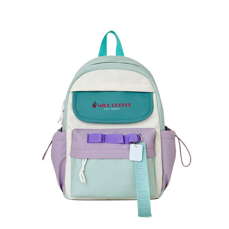 

Girls School Backpack With Pouch Casual Travel Polyester Backpack For Middle School Green