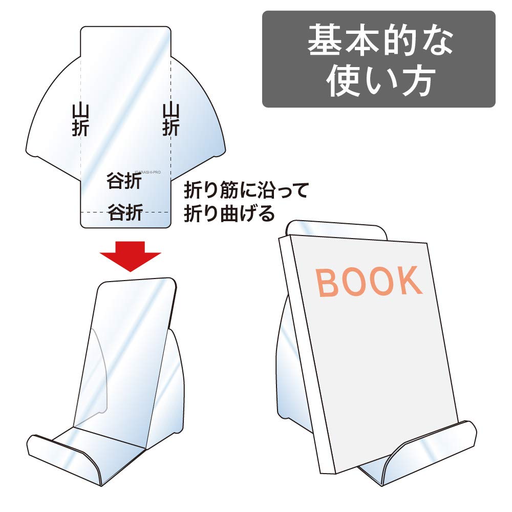 Igarashi Pro Slim Display Stand, Medium, 10 Sheets, for B6, 46, and A5 Sizes, B-02-010, Foldable, Clear Book Stand