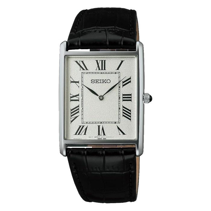 Seiko Selection SSEH019 Men's Quartz Watch Silver/Black Leather