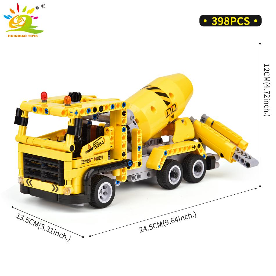 HUIQIBAO Engineering Truck Tech Building Block City Construction Toy For Children Boy Adults Excavator Bulldozer Crane Car Brick