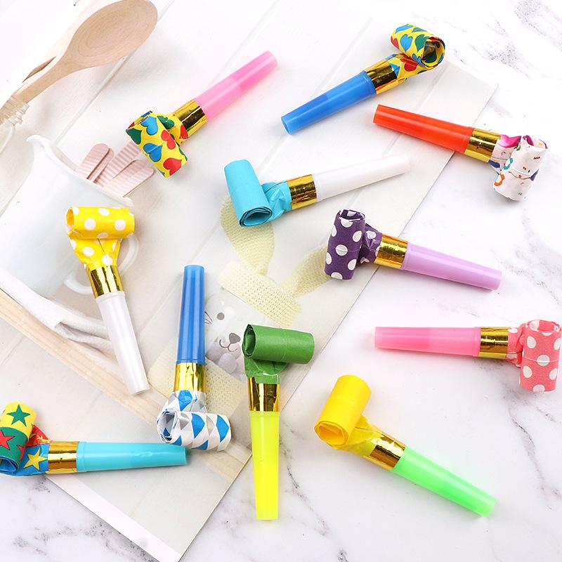 10-50PCS Random Colorful Party Blowout Whistles Toy Children Birthday Party Favors Games Blowing Dragon Whistle Blowing Roll Toy