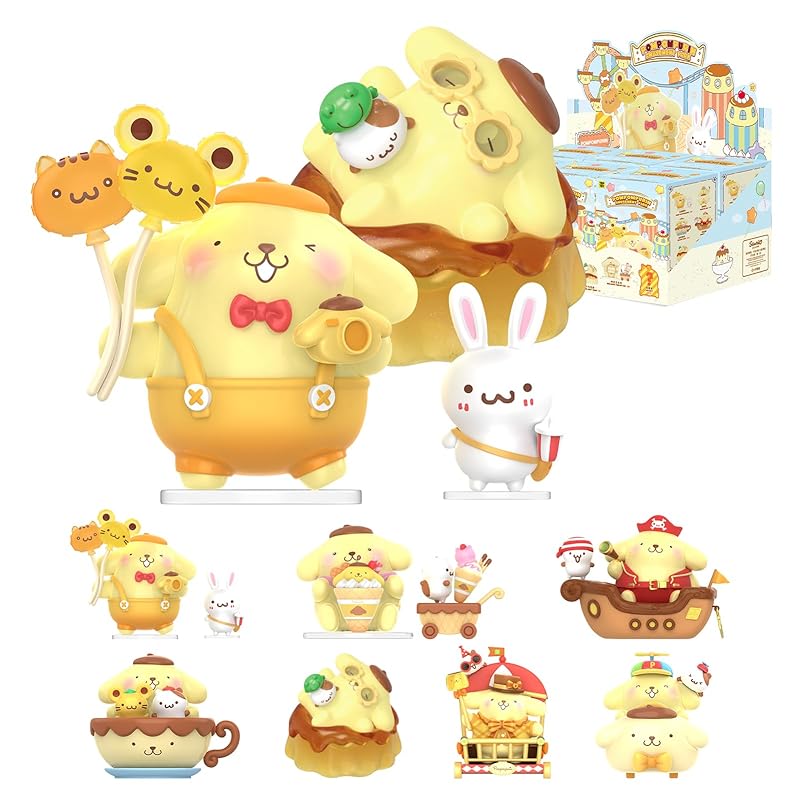 

TOP TOY Sanrio Characters Pompompurin Amusement Park Series [Assorted Box of 6] Gachapon Blind Box Figures Soft Vinyl PVC Gift Birthday Christmas