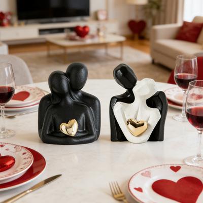 Statua astratta di coppia che si abbraccia Figurina in ceramica di amanti Uomini e donne che si abbracciano Decorazione Matrimonio Anniversario San Valentino