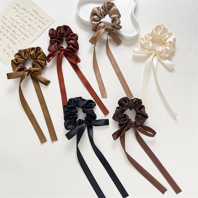 Korea Style Scrunchie High Sense Hair Bows Ribbon Girls Ponytail Hair Ropes Silk Elastic Hair Scrunchies Bows Hair Accessories