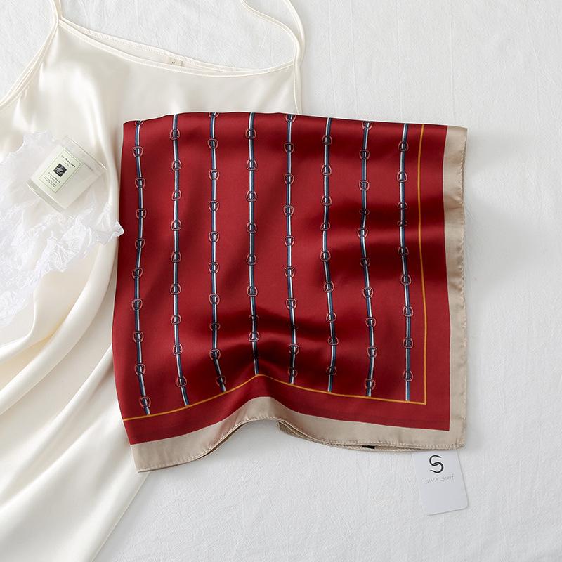 

High sense 70 small square scarf female imitation silk printing silk scarf headband flight attendant professional decoration fashion small scarf 70*70