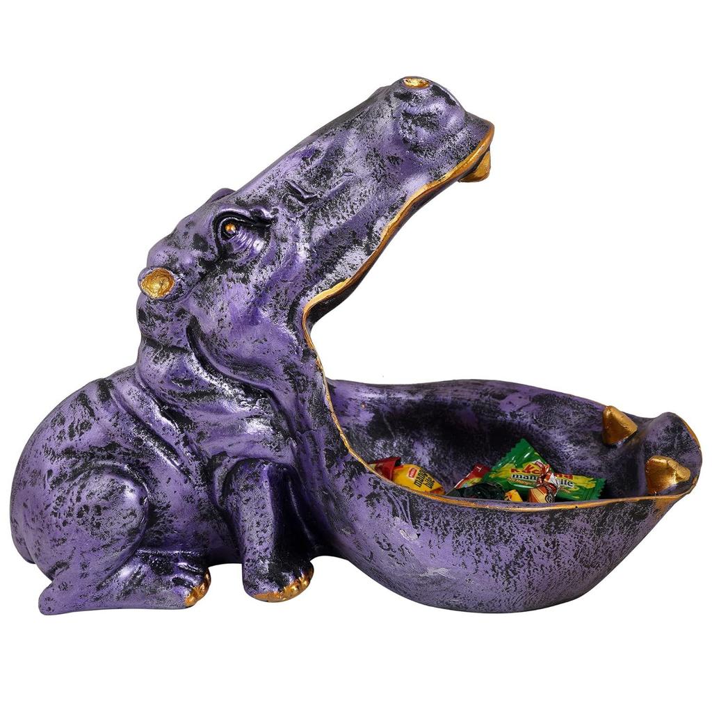 Hippopotamus Showpiece for Home Decor Showpiece|Hippo Showpiece for Home Decorative Showpiece (Hippo Purple), 10x7 cm