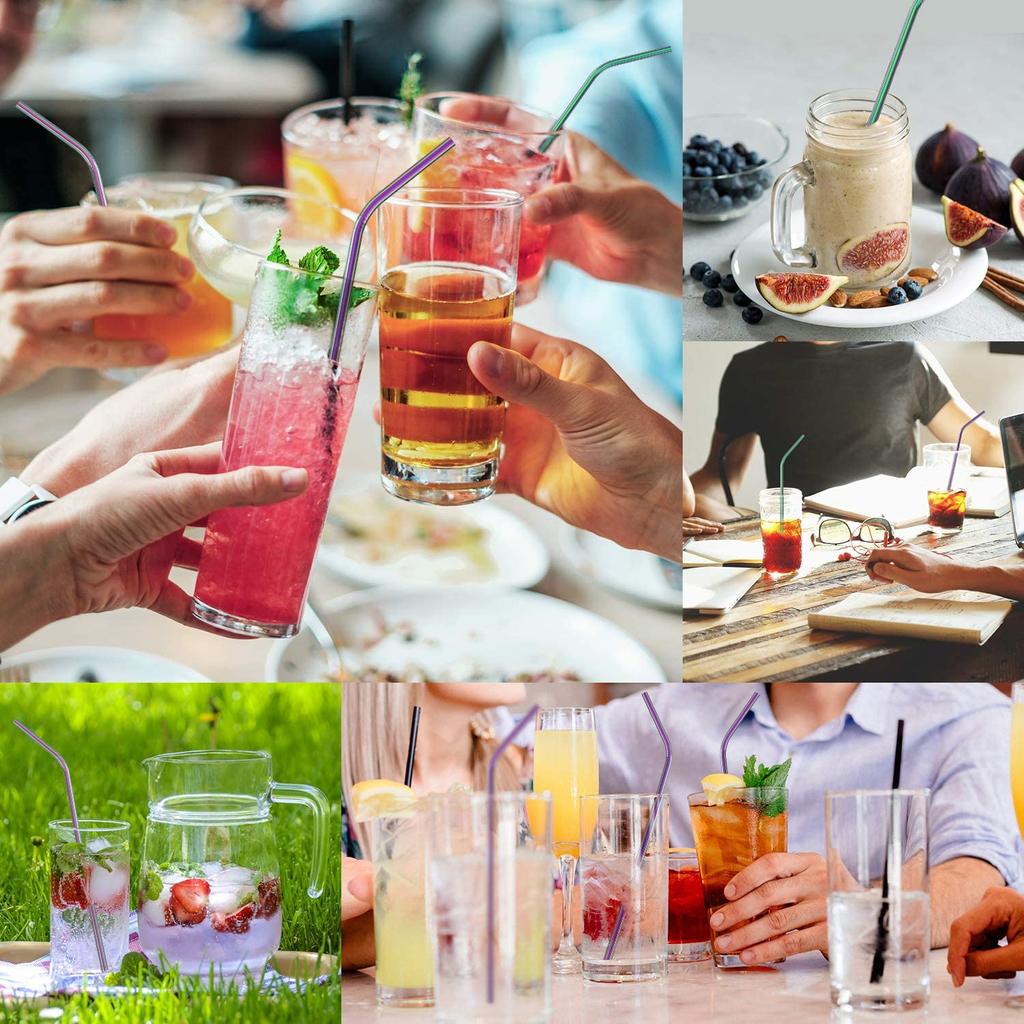 Set de paie reutilizabile colorate de băut Pai metalice 304 paie din oțel inoxidabil pentru cafea cu lapte Accesoriu pentru petrecere Paie de cocktail