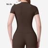 Women's Plain Round Neck Quick-Dry Yoga T-Shirt - Summer Slim Fit Fitness Top