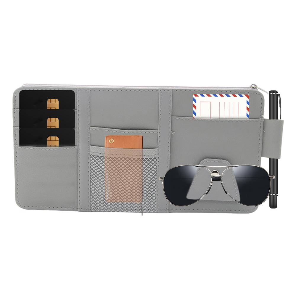 Small Auto Visor Organizer And Storage Car Interior Organizer PU Leather Adjustable Sunglasses Holder Multifunctional Stylish
