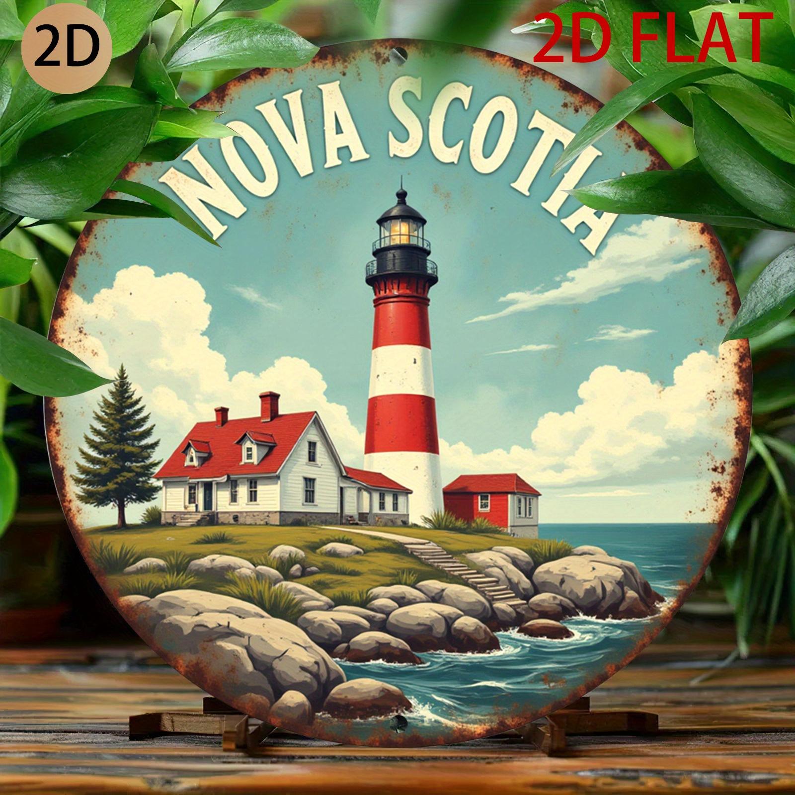 Nova Scotia Lighthouse Coastal Tin Sign Vintage Durable Metal Plaque Wall Decor Home Office Bar Man Cave Wall Art 20x20cm(8x8inch)