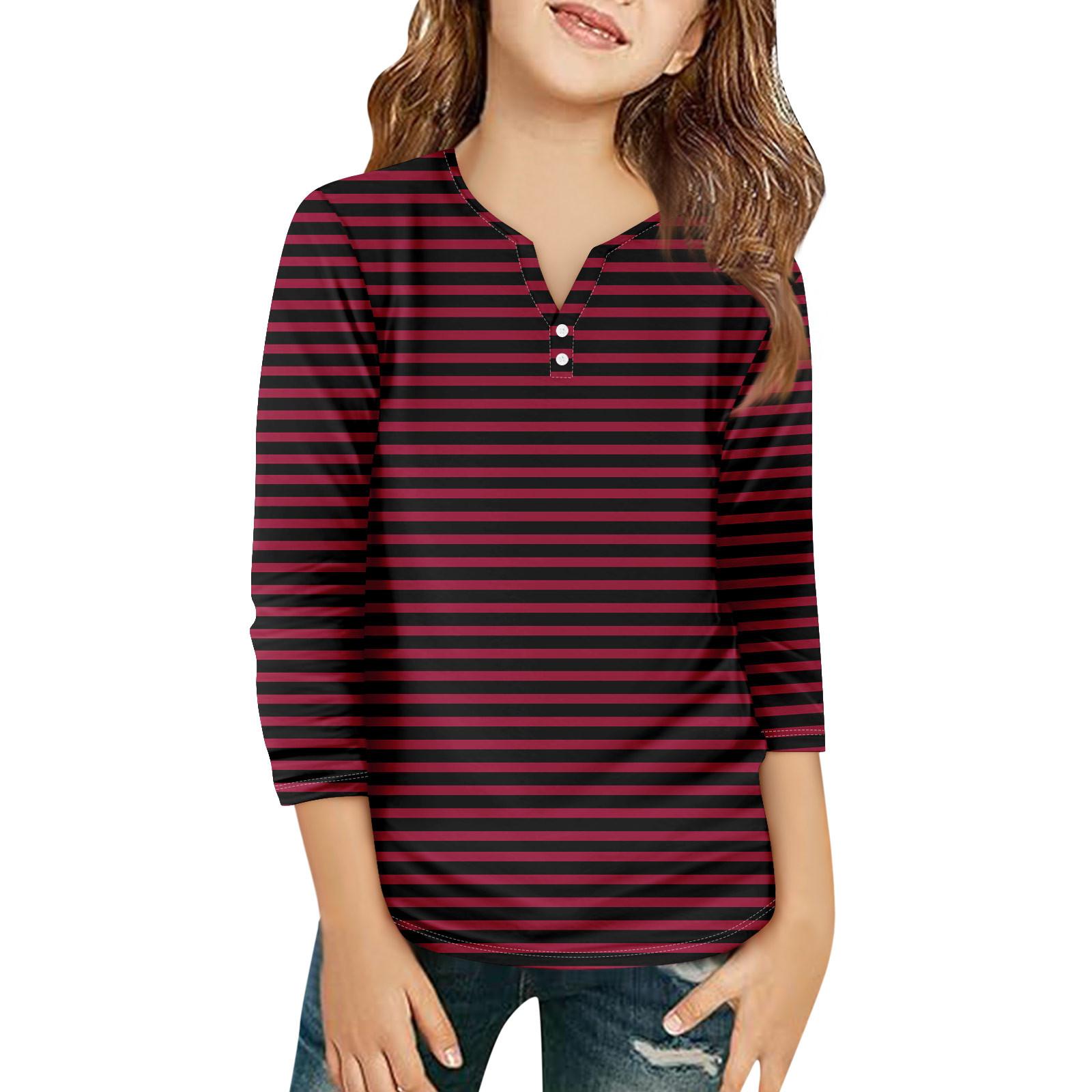 

Детская футболка с рукавом 3/4, повседневная футболка с принтом, круглый вырез, блузка-пуловер 160 красный