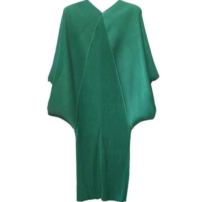 Lingying 6569 Midi plisované šaty Miyake - Dámské oblečení plus size na jaro a podzim 2025, volný střih