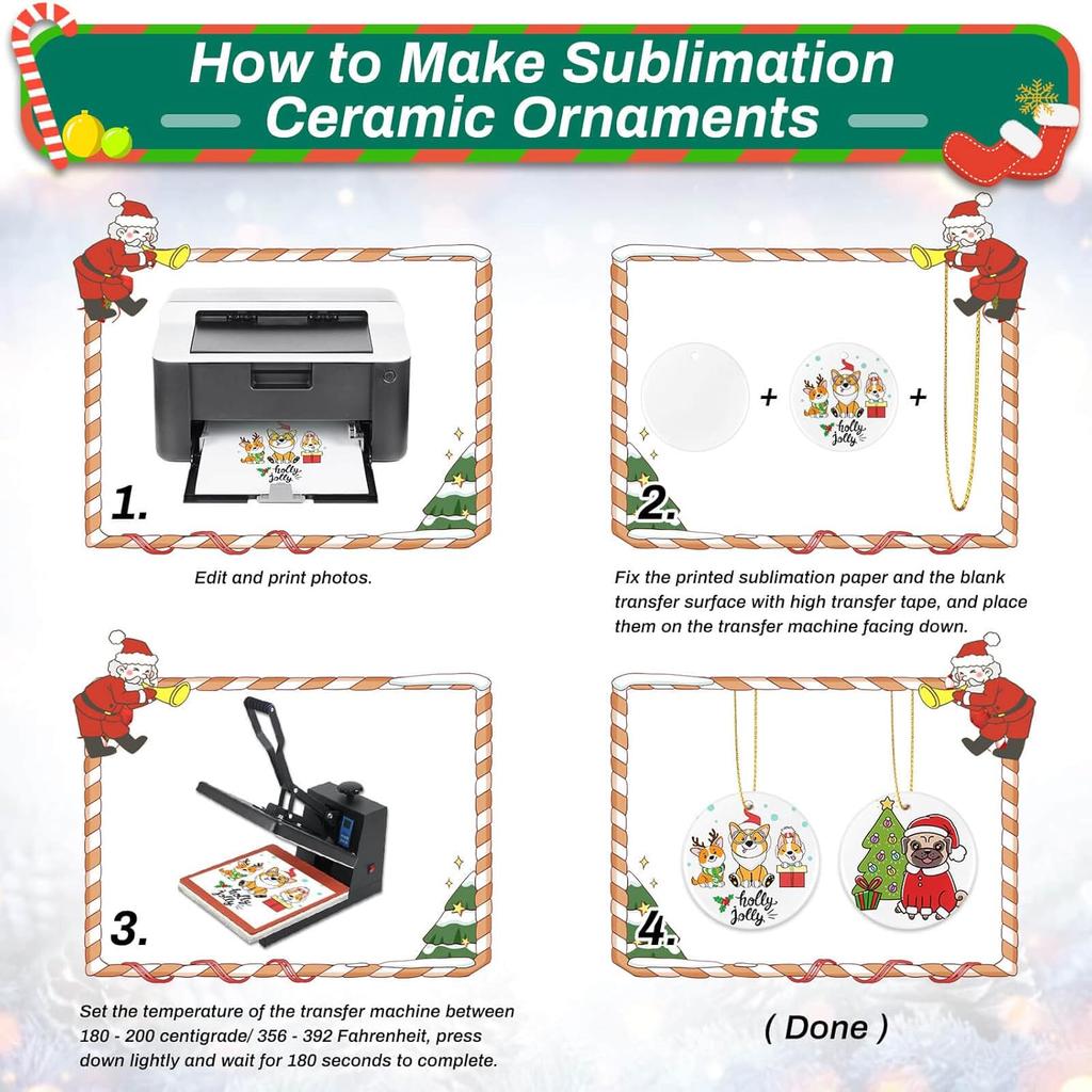 26 Pieces Ceramic Sublimation Ornaments Blanks, 2.87 Inches Ceramic Ornaments for Sublimation Christmas Ornaments Blanks Discs Ceramic Ornaments to