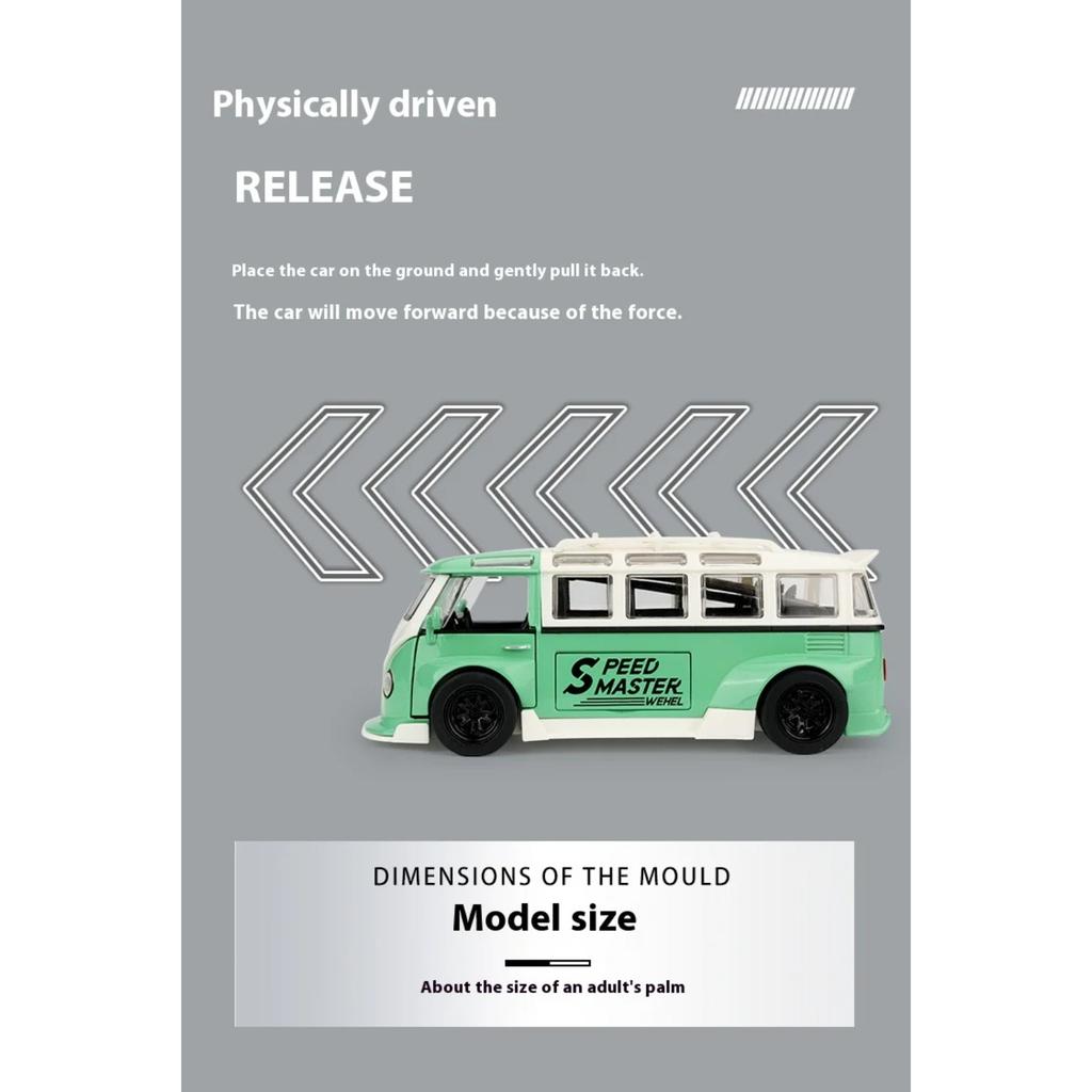 1/32 Volkswagen Bus T1 Modified Alloy Metal Diecast Car Model VW Collection Vehicle Kids Toy Car Holiday Gifts Box Present Scale
