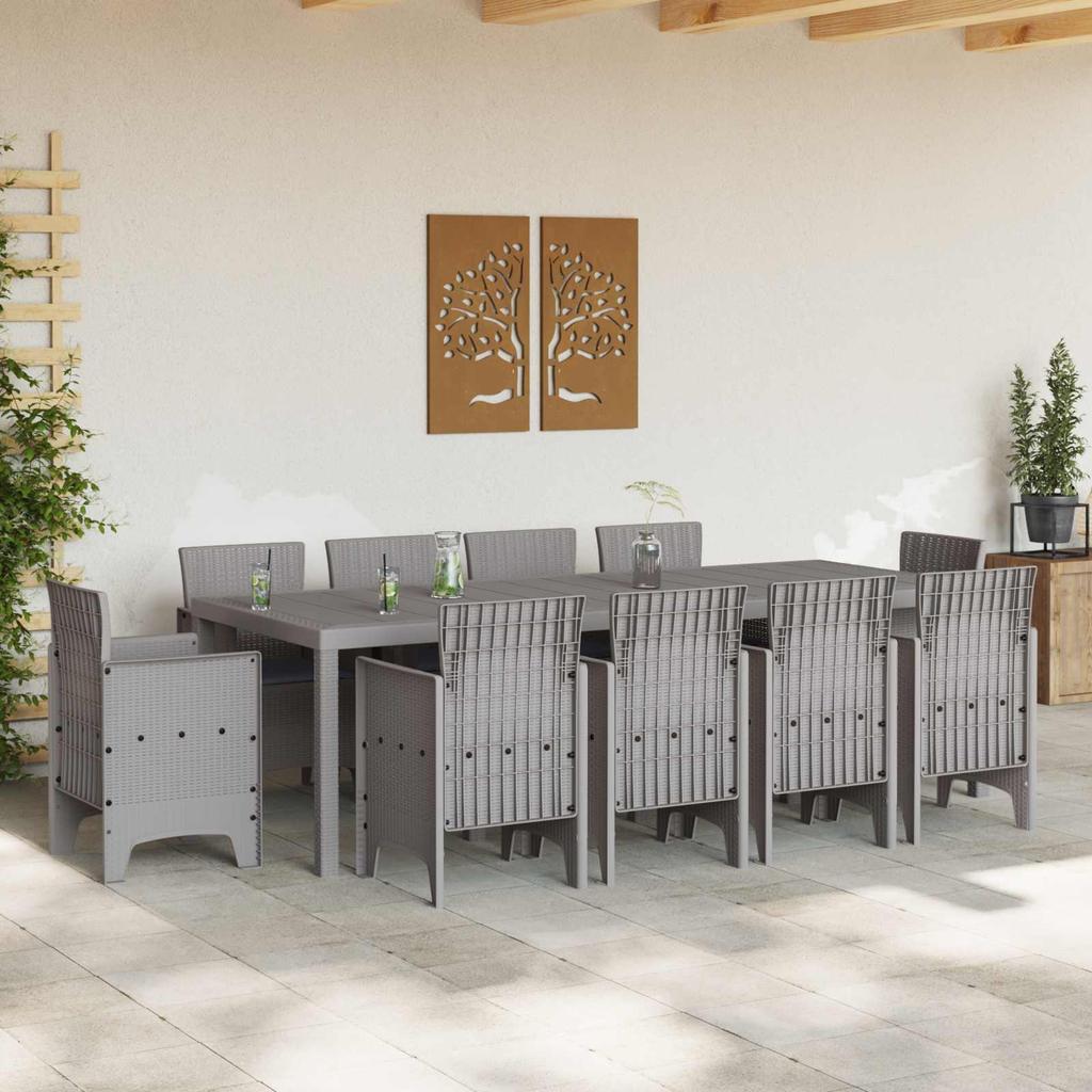 Garden Dining Set 11 pcs Light Gray Polypropylene