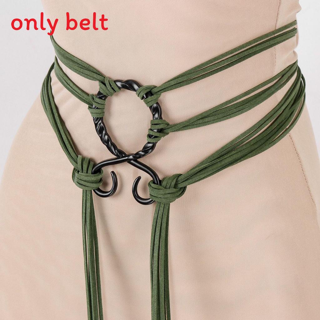 Medieval Renaissance Green Snake Belt With Decorative Buckle For Cosplay And Costume Accessory