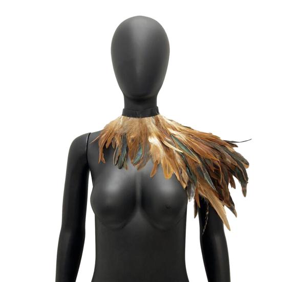 

Fake Feather Shrug Shawl Shoulder Wrap Cape Soft Adjustable Retro Gothic Collar Cosplay коричневий