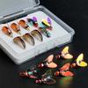 Set da 9 Pezzi Mosche Secche Pesca a Mosca Laser Doppia Ala Mosche Artificiali Esca, Ninfa, Ninfa con Testa in Ottone Esca, Lure per Pesca Trota Salmone
