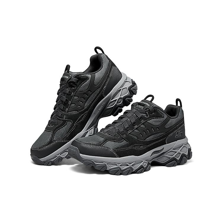 Skechers Outdoor Mens Thick Sole Comfortable Versatile Low-Top Lightweight Hiking Shoes Men Sneaker Dark-Gray 237357-DKGY9