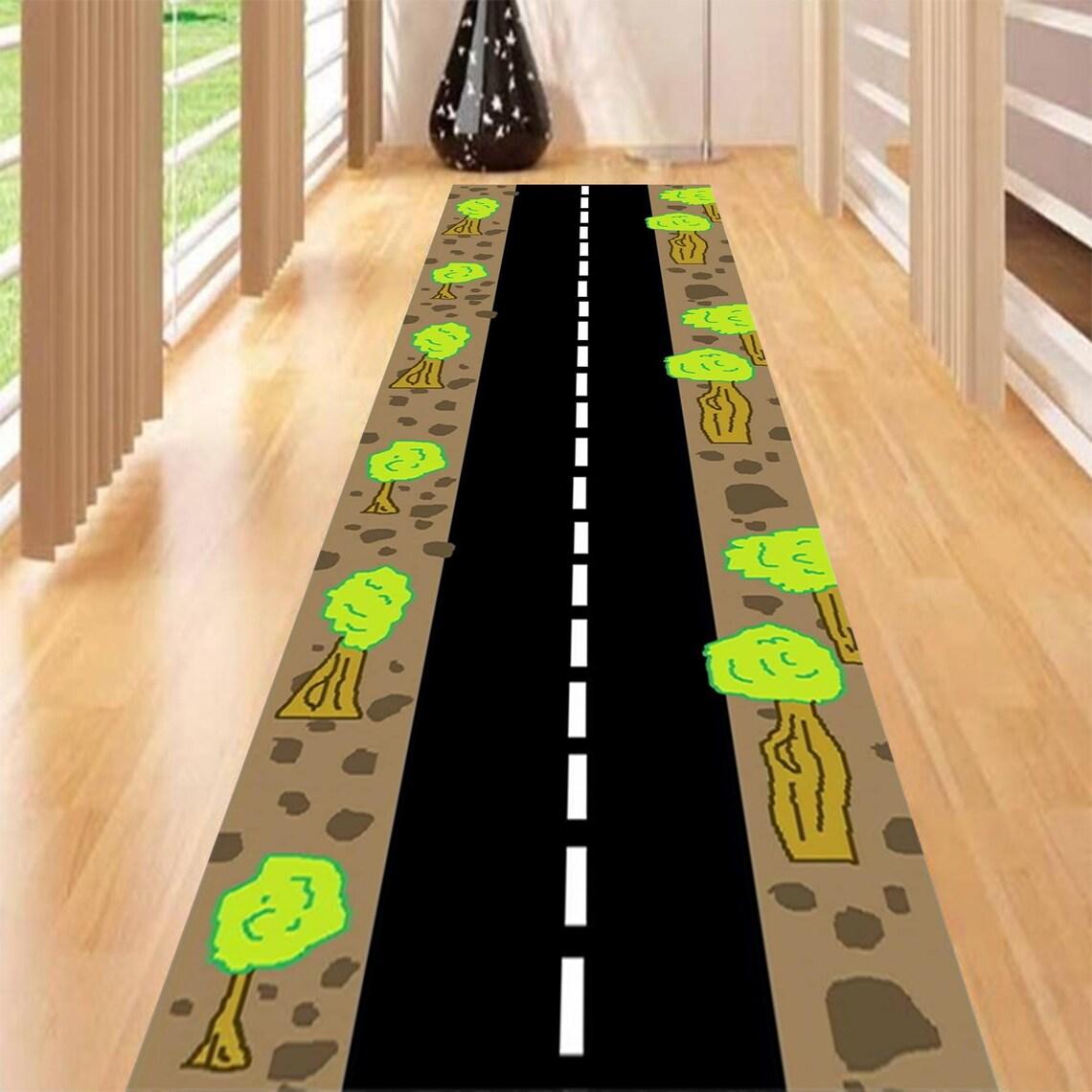 Racebaan Asfalt Thema Vloerkleed, Verkeersweg Vloerkleed Slaapkamer Nachtkastje Vloermat Keuken Hal Woonkamer Portiek Balkon en Huisdecoratie 40x60cm16x24in