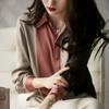 Color-blocked Long-sleeved Shirts for Women Spring and Autumn New Loose-fitting Chiffon Shirts Professional Tops