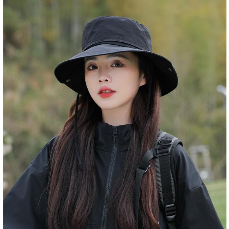 New Spring Summer Women Bucket Hat Waterproof Foldable Large Brim Sun Hat Hangable Outdoor Mountain Camping UV Protection Basin Cap