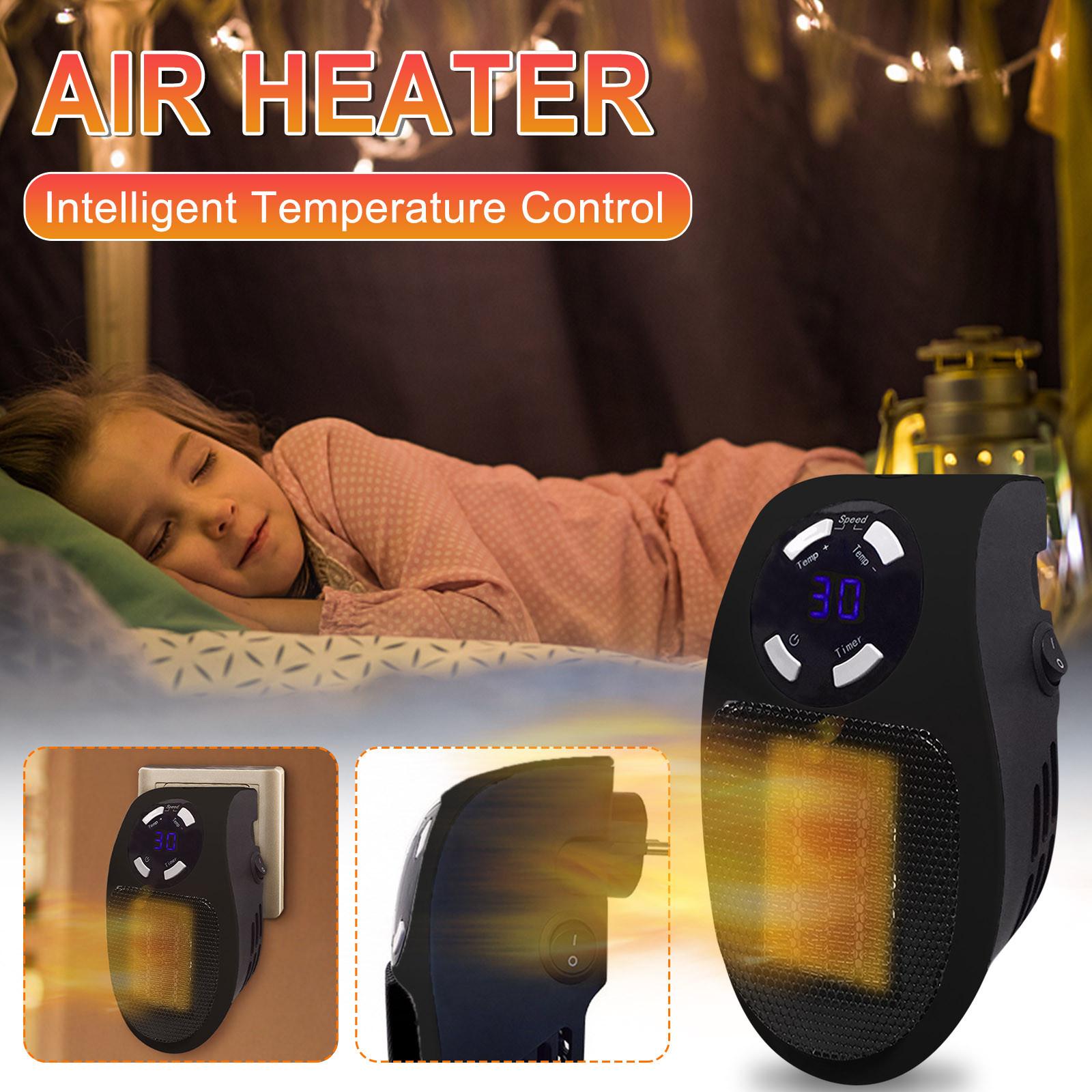 

500 Вт Керамічний повітронагрівач Швидкий кімнатний настінний внутрішній нагрівач повітря Регульований термостат Таймер LED US